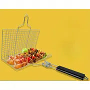 Upgrade Your BBQ Game with This Large Capacity Folding Stainless Steel Barbecue Mesh Basket!