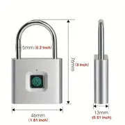 1pc Mini Smart Fingerprint Padlock, Waterproof Security Door Lock, Antitheft Keyless USB Rechargeable Lock For Suitcase Luggage