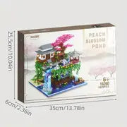 3320pcs Architecture Series Cherry Flower Chinese Ancient Style Architecture Taohuatan Assembled Building Blocks, Ornament Model, Halloween/Thanksgiving Day/Christmas Gift