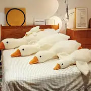 Duck Plush Toys Fluffy Sleep Pillow, Cute Animal Stuffed Swan Goose Soft Dolls Floor Mat Girls Birthday Gift