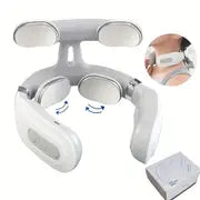 Hot Compress Pulse Kneading Neck Massager Deep Tissue 4 Massage Heads Neck Massager Electric Massager - White