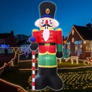 1pc Christmas Inflatable Nutcracker Soldier Outdoor Decorations, Blow Up Decorations Santa Soldier With LED Lights For Yard Lawn Garden Holiday Party, 8ft