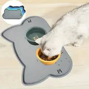 Anti-Slip Cat Head Shaped Pet Food Mat with Raised Edge - Waterproof Silicone Feeding Mat for Easy Clean-Up and Hygiene