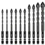 3/6/10pcs Masonry Drill Bits, Concrete Drill Bit Set For Tile, Brick, Glass, Plastic And Wood, Tungsten Carbide Tip Work With Ceramic Tile, Wall Mirror, Paver On Concrete Or Brick Wall