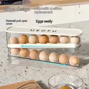 1pc Storage Rack, Double-layer Slide-type Egg Box, Double-layer Automatic Egg Roller, Countertop Anti-fall Egg Storage Basket, For Refrigerator, Cabinet And Drawer, Kitchen Organizers And Storage, Kitchen Accessories