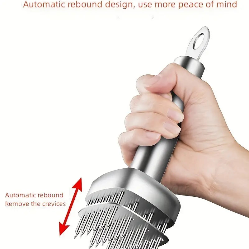 1pc, Kitchen Meat Tenderizer, Stainless Steel Meat Tenderizer With Steel Needles Blades, Meat Tendering Hammer