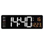 1pc Large Digital Wall Clock With Remote Control, LED Display, Auto-Dimming, Countdown, Temperature, Calendar - 12/24Hr Format - Silent Wall Clock For Home, Office, Or Gym Use (no Battery)