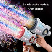 Light Up The Fun With 32 Hole Bubble Gun Machine - Perfect Summer Outdoor Toy For Kids!
