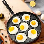 1pc Egg Skillet, Non-Stick Egg Frying Pan, 7-cavity Round Pancake Pan, Mini Pancakes Fried Egg Burger Pan, Omelet Skillet, Cookware, Kitchenware, Kitchen Accessories