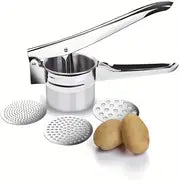 1pc, 3in1 Potato Ricer, Potato Press, Lemon Juicer, Potato Masher, , Multifunctional Juice Maker, Stainless Steel Potato Masher, Kitchen Vegetable Masher With Non-Slip Handle, Manual Fruit Masher, Vegetable Crusher, Kitchen Stuff, Kitchen Gadgets