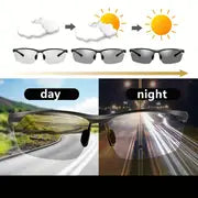 1pc Men's Polarized Photochromic Sunglasses, Day And Night Driving Night Vision Fishing Sunglasses