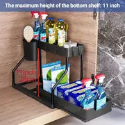 1pc 2-Tier Sliding Under Sink Organizers And Storage, Multifunctional Narrow Space Under Counter Storage Pull Out Cabinet Drawer Organizer, Kitchen Accessories,