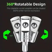 Set Of 4, 105 Degree Angle Screwdriver Socket Holder Adapter Adjustable Drill Bit 360 Degree Rotation Extension Rod Power Tool Accessories