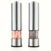 2pcs, Electric Salt And Pepper Grinder Set, Battery Operated Stainless Steel Spice Mill With Light, Automatic Pepper Grinder, One Handed Operation, Electronic Adjustable Pepper Grinder, Kitchen Tools,Halloween/Christmas Gift