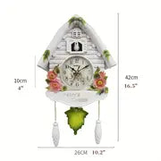 1pc, Nordic Cuckoo Clock with Bird House - Day and Hourly Alarm, Pendulum Wall Clock for Home, Office, and Living Room Decoration