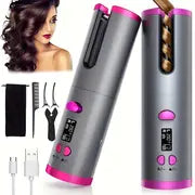 Cordless Automatic Curling Iron - USB Rechargeable, Anti-Tangle, Ceramic Cylinder, Quick Heating, 5-Level Temperature Control - Perfect For Long Hair, Includes Gift Box