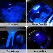 4Pcs Car LED Lights Interior, 7 Colors Ambient Interior Car Light With 6 Bright LED Lamp Beads, Portable USB Rechargeable Car Interior Led Night Light
