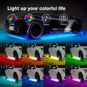 4pcs Car Underglow Neon Accent Strip Lights, App Control 16 Colors Music Mode Car Underglow Strip Lights, Underglow LED Light Kit , Christmas Gift