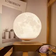 1pc Levitating Moon Table Lamp, Magnetic Floating Night Light With 3 Lighting Modes, 3D Printed Levitation Bedside Table Lamp For Office Bedroom Home Decoration