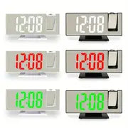 1pc, LED mirror clock,Large 3D Projection Alarm Clock with Mirror, Temperature Display, and Auto Brightness - Perfect for Bedroom and Bedside Use