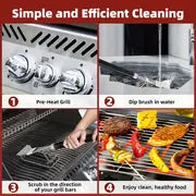 1pc 3 In 1 Grill Brush, For Outdoor Grill BBQ Brush, 18 Inch Grill Cleaner Brush And Scraper For Gas Porcelain Charbroil Grates, Grill Accessories Tool Gifts For Men Dad Boyfriend, School Supplies, Back To School