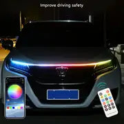 RGB Car LED Light Strip Mobile Phone APP Intelligent Control 12V With Remote Control Universal Car Hood Decorative Daytime Running Light Waterproof