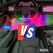 Car LED Lights, 4pcs 48 LED Interior Lights, Smart App Control Lights Bars, Multicolor Music Car Strip Light Under Dash Lighting