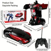 Remote Control Car Transforms Into Robot with Flashing Lights & 360° Drifting - Perfect Gift