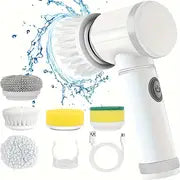 1set, Electric Cleaning Brush, Electric Spin Scrubber, Power Scrubber Cleaning Brush With 5 Replaceable Brush Heads, Electric Scrubber For Bathroom, Dish