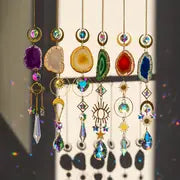 6 Pcs Crystal Suncatcher, Sun Catchers Indoor Window Hanging Sun Catchers With Crystals Light Catcher With Prisms And Agate Slices For Indoor Outdoor Home Garden Wedding Decor