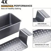 Set, Meat Loaf Pan Bread Pan With Insert (9.84''x5.7''), 2pcs Large Healthy Coating Meatloaf Pan With Drain Drip Tray, Baking Tools, Kitchen Gadgets, Kitchen Accessories, Home Kitchen Items