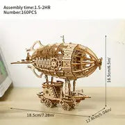 3D Wooden Puzzle Airship Model Kits For Adults Model Building Kit Brain Teaser For Adults To Build Hand Craft Mechanical