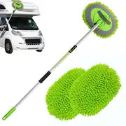 62" Car Wash Brush Kit With Long Handle, Scratch Free Mop Cleaning Mitt Suitable For Washing Cars Truck SUV RV Caravans And Household(2 X Mop Head)