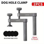 6pcs/Set 2pcs Workbench Dog Hole Clamp With 4pcs Anti-Slip Pads Woodworking Desktop Fixed Clip Aluminum Alloy Quick Acting Hold Down Clamp For 19mm Dog Hole Tool