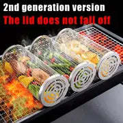 1pc 2pcs 4pcs New Stainless Steel Portable Barbecue Cooking Grill Net, Grilling Baskets For Outdoor Grilling, Outdoor Camping Grilling Rack, Outdoor Round BBQ Campfire Grill Grid, Outdoor Camping Picnic, Cookware Barbecue Tool Accessories