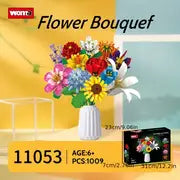 Building Blocks Bouquet Small Particles Of Immortal Roses Girls Puzzle Assembled Flower Toys Girls Series Valentine's Day Gift