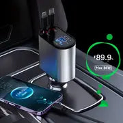 Digital Display Super Fast Charging 120W Metal Car Charger 4-in-1 Cigarette Lighter With Wire Car Charger