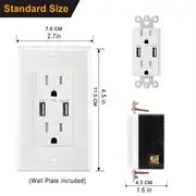 2/10 Packs, 5V/4.8A USB Outlet, Upgraded Electrical Wall Outlet With Dual High-Speed USB Ports, Duplex 15A Tamper Resistant USB Outlets Receptacle, Overcurrent Protection, ETL Listed, White