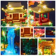 3320pcs Architecture Series Cherry Flower Chinese Ancient Style Architecture Taohuatan Assembled Building Blocks, Ornament Model, Halloween/Thanksgiving Day/Christmas Gift