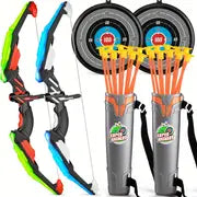 Super Fun Archery Set For Kids: 2 Bows, 20 Suction Cup Arrows, 2 Targets, 2 LED Light Up Arrows & More! Halloween Thanksgiving Christmas Gifts