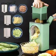 3-in-1 Rotary Cheese Grater With 6 Interchangeable Stainless Steel Blades - Manual Mandoline Slicer For Cheese, Vegetables, Nuts, And Potatoes - Strong Suction Base And Easy Grip Handle