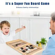 Big Fast Slingshot Puck Game, Fast Fun For Family Game Night Or Party With Friends, Test Your Speed And Accuracy With This Wooden Hockey Board Game For 2 Players