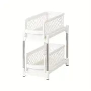 1 set 2 Tier Sliding Cabinet Basket - Portable Organizer Shelf for Countertop and Desktop - Spacing Saving Storage Rack with Pull Out Drawer - Kitchen Accessories
