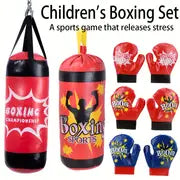 Kids Boxing Set Sandbag Gloves Sports For Children, Freestanding Blow Up Bouncing Boxing Bag For Exercise, Bop Bag & Bop Gloves Set Kids Punching Bag With Gloves, Halloween Christmas Gift