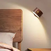 1pc Wooden LED Wall Lamp, 360° Rotatable Dimmable Wall Lamp, Rechargeable Wall Lamp, Battery-Powered Magnetic LED Night Light, Reading Light And Lighting (Maple Wood), LED Wall Lamp, Battery-Operated With USB Port