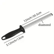 12 Diamond Carbon Steel Professional Knife Sharpener Rod - Perfect For Food Trucks!