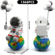 Astronaut Mini Miniature Building Blocks Set, Space Model Building Blocks Set With LED Lighting Kit And Balloons, Coolest Gifts For Adults, Compatible With Nano 1368PCS