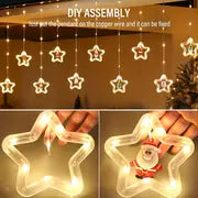 Christmas Decorative Curtain Lights, LED Star String Lights, With Santa Claus, Snowman, Elk Dolls, USB PowerED With Remote Control, Dimmable 8 Modes, Suitable For Christmas, Bedroom, New Year's, Party, Wedding Decoration, For Outdoor Camping Hiking