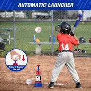 3 In 1 Kids Baseball Toy Set, For Kids 3-5 Years Old, With Hanging Ball Holder/Standing T-BALL/Auto Launcher/6 Baseballs, Adjustable Height Toddler Baseball Set Indoor Outdoor Sports Gift Toy