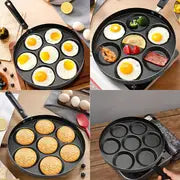 1pc Egg Skillet, Non-Stick Egg Frying Pan, 7-cavity Round Pancake Pan, Mini Pancakes Fried Egg Burger Pan, Omelet Skillet, Cookware, Kitchenware, Kitchen Accessories